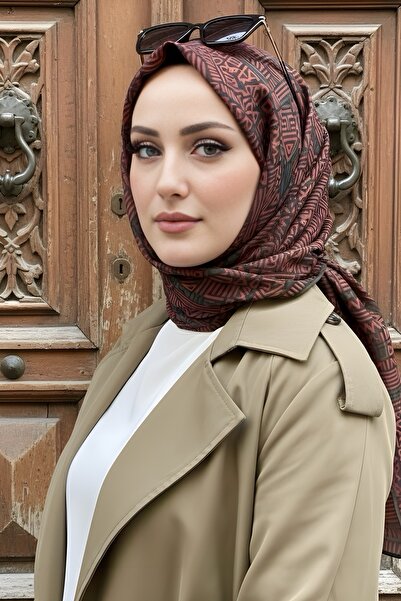 İmajButik Eșarfă din bumbac digital moale, kaki scorțișoară