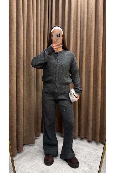 Maysa BİSİKLET YAKA DÜĞMELİ TRİKO TAKIM-ANTRASİT