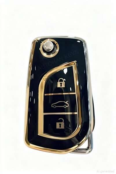 AutoHan Keys غطاء مفتاح تويوتا كورولا أوريس أسود ذهبي
