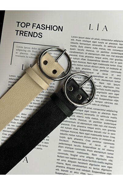 LİA KEMER 2-Piece Round Silver Buckle Women's Waist Belt, Casual Belt, Jacket...