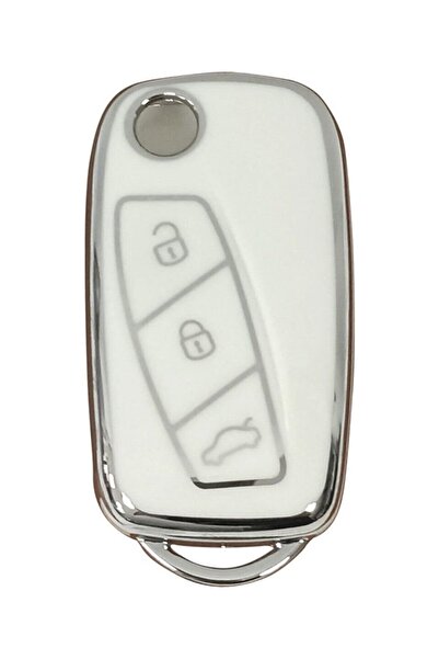 AutoHan Keys غطاء مفتاح فيورينو دوكاتو باللون الأبيض والفضي