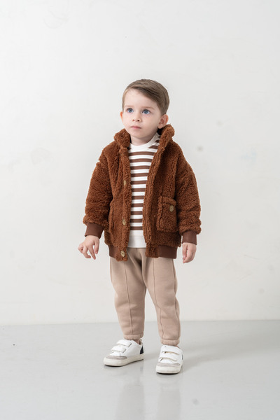 JNF kids Peluş Montlu Üçlü Erkek Bebek Takım