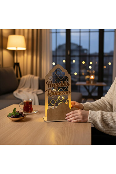 Grafiza Hoşgeldin Ramazan Ahşap Masaüstü Dekoru | Ramazan Süsü