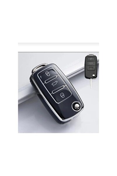 AutoHan Keys Vw Tiguan Golf Polo Key Case Cover Black Silver Nano