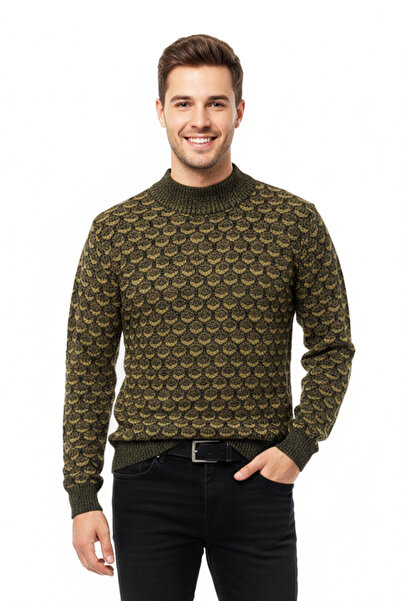 Pulltonic Men's Half Turtleneck Patterned Sweater