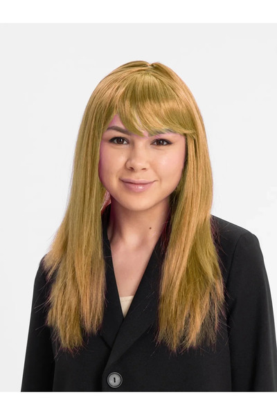 magicool Gold Color Straight Cut Lined Inside Long Party Wig Toupee Hair