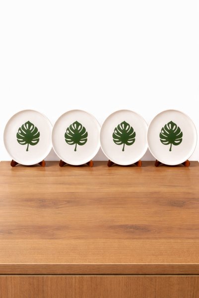 NOKTAPORSELENVESERAMİK Chubby Leaf Breakfast Set Tokyo Series 6 Pieces
