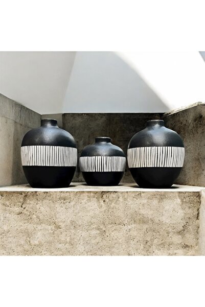 pinaart 3’lü Özel Tasarım Vazo, Dekoratif Gürgen Ağacı Vazo, 10cm-10cm-7cm