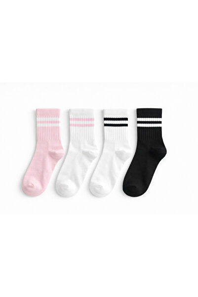 SOLDE SOCKS Set od 4 pamučne čarape za devojčice - moderni prugasti dezen, ud...