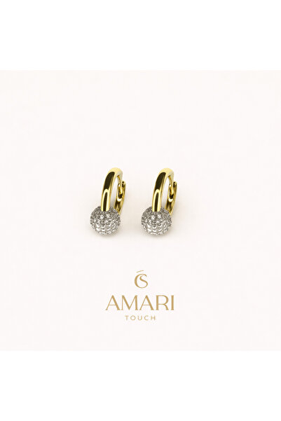 Amari Taşlı Top Model Gold Küpe