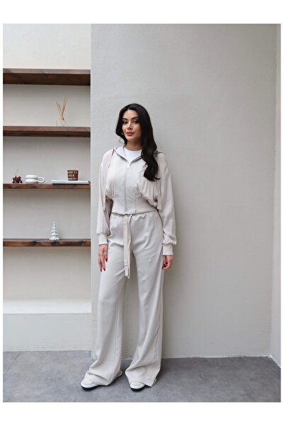 ESRAHELVACI Satin Paneled Zippered Tracksuit Set