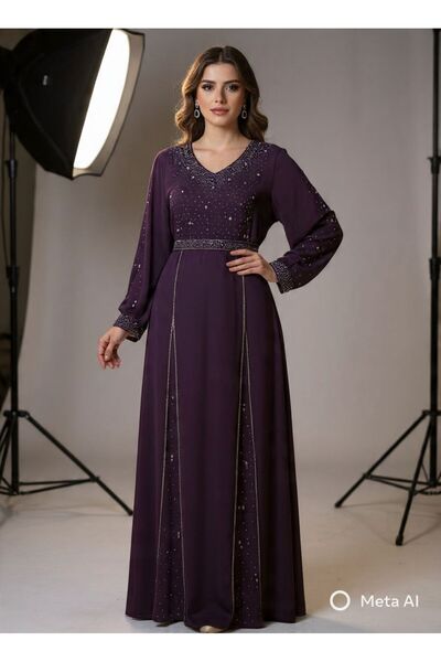 NALA FASHION Royal jalabiya in a deep purple color