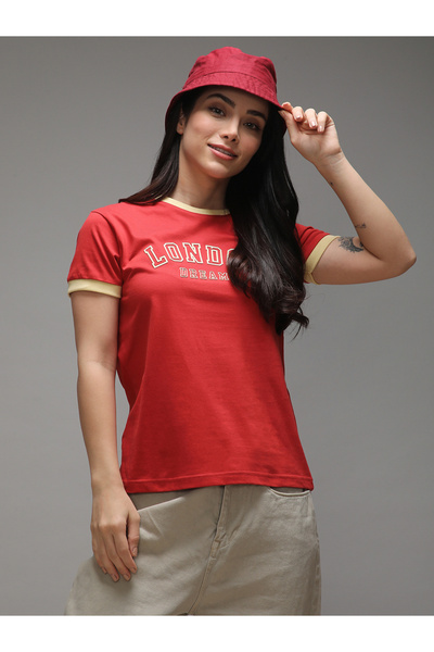 Dillinger By Styli تيشيرت نسائي بقصة عادية وطبعة بارزة