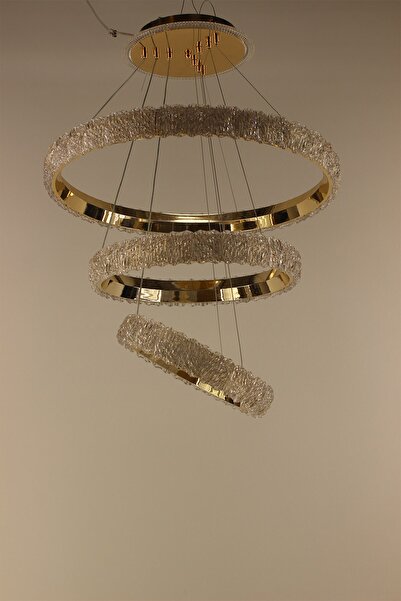 GN GEN AYDINLATMA Gold Kristalize Seri 3lü Estetik Sarım Halka Serisi Modern ...