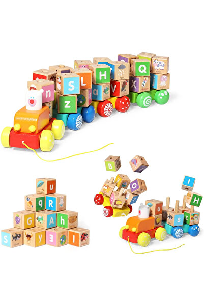 OEM Jucarie Trenulet cu Cuburi cu Alfabet si Imagini