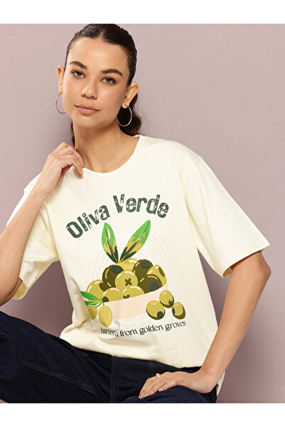 Dillinger By Styli تيشيرت نسائي قصة فضفاضة برقبة دائرية