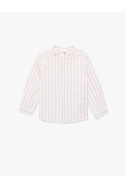 Koton Cotton Long Sleeve Judge Collar Striped Shirt
