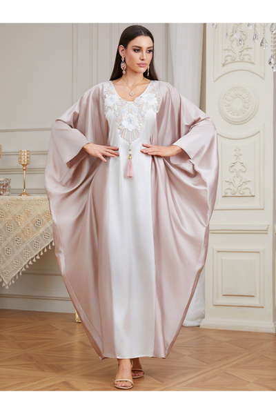 Take Two By Styli Women Satin Sequin Patch Tassel Detail Kaftan