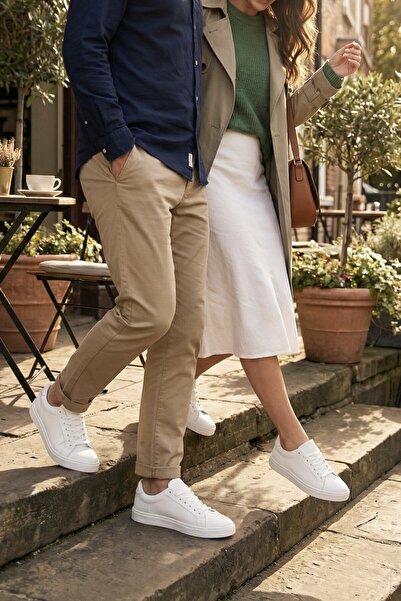 velravin Pure Model Genuine Leather Handmade Casual White Unisex Sneaker Shoes