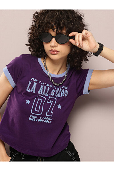 Dillinger By Styli تيشيرت نسائي قصير مطبوع بقصة عادية