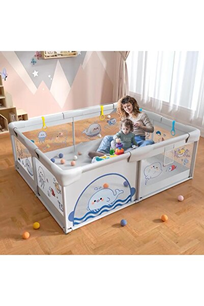 OEM Tarc de Joaca pentru Copii Gri cu Bile Colorate si Covor 150x180