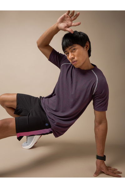 Cult By Styli Men Muscle Flex Purple Comfortech T-Shirt