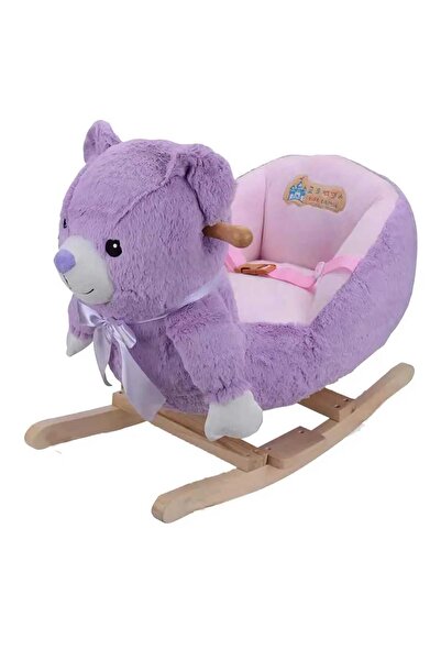 OEM Musical Bear Rocking Chair for Children with Sled and Purple Wheels