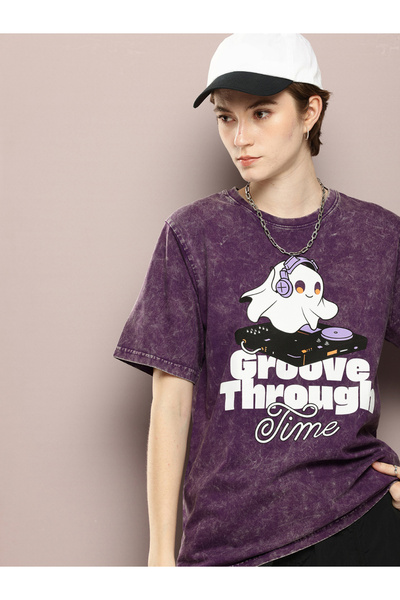 Dillinger By Styli Women Oversized Washed Printed T-Shirt