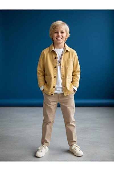 Zekids Boy's Buttoned Jacket with Pocket Detail