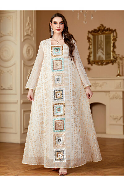 Take Two By Styli Women Texture Sequin Patch Detail Jalabiya