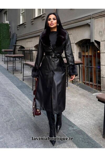 LAVİNİA Kürklü Deri Trençkot