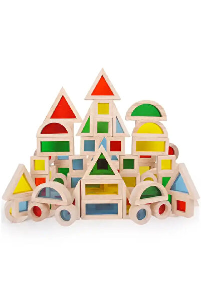 OEM Set de Cuburi de Lemn Colorate si Transparente 40 de piese