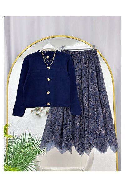 YEDİLALE Asymmetric Cut Skirt Knitwear Cardigan Double Set [Cardigan Std, Ski...