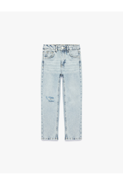 Koton Cotton Denim Trousers with Adjustable Elastic Waist