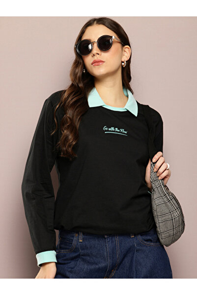 Dillinger By Styli تيشيرت بولو نسائي بأكمام طويلة قصة فضفاضة