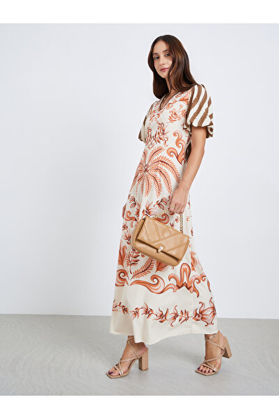 Take Two By Styli Women All-Over Print V-Neck Maxi Dress