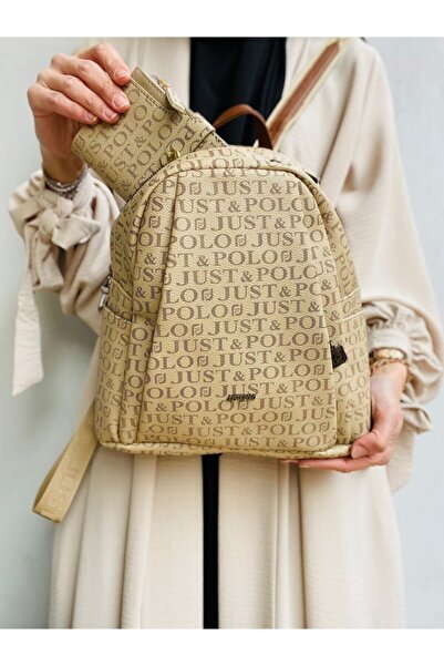 Just Polo JP Women's 9 Compartment Backpack and Wallet Combination with Adjus...