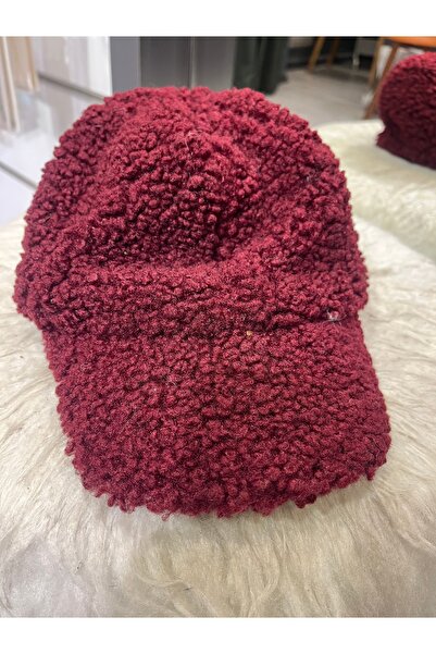 gozdeasutayaccessory Burgundy Boucle Cap with Elastic Back