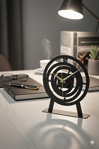 MOOCLOCK Lüks Metal Hilal Tasarım Dekoratif Masa Saati Sessiz Akar Mekanizmal...