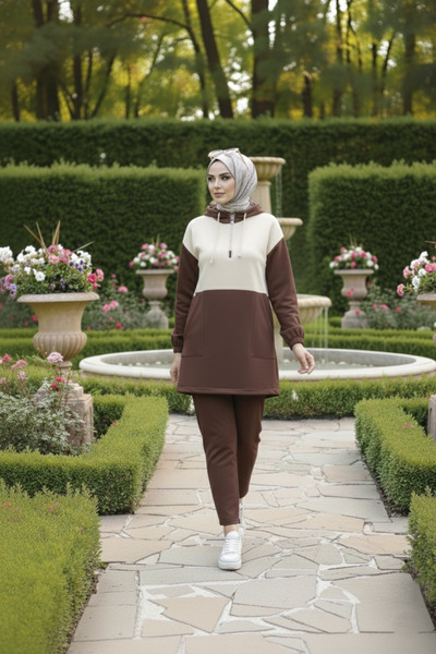 ISTANBUL STYLES Women's Winter Pocketed Hijab Tracksuit Set - Black