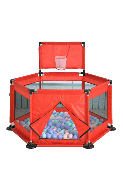 OEM Tarc de Joaca Rosu cu Cos de Baschet si Bile Colorate