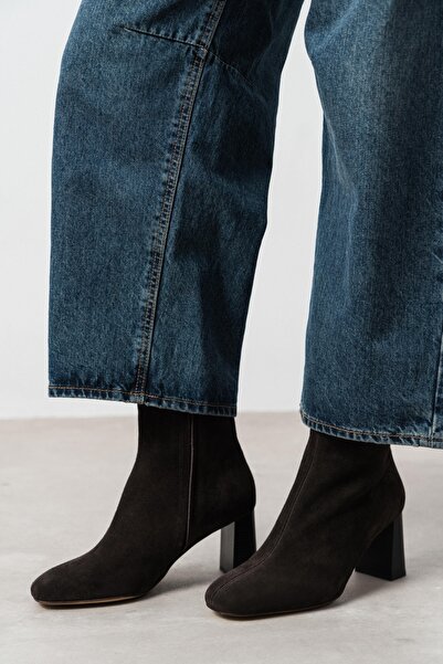 NİŞANTAŞI SHOES Cesy Bitter Brown Genuine Suede Leather Zipper Detail Women's...