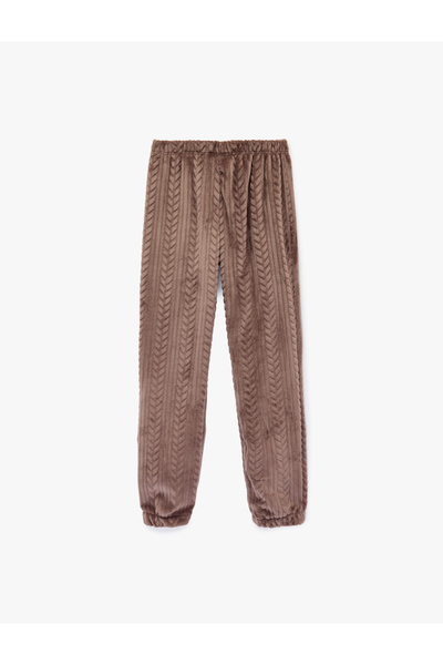 Koton Elastic Waist Comfortable Cut Textured Pajama Bottoms