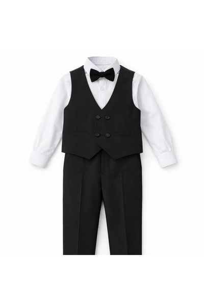 LA Kids Erkek Bebek Yelekli Takım Siyah 1779