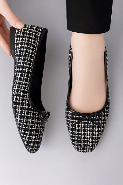 YadeGrande Serena Kadın Büyük Numara (41-42-43) Model Fiyonklu Ekose Desenli ...