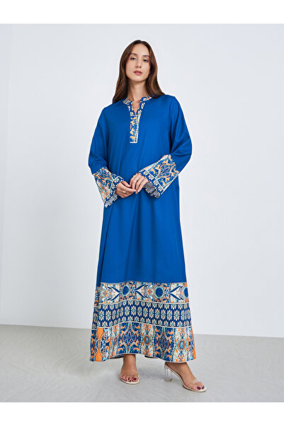 Take Two By Styli Women Printed Long Sleeve Maxi Jalabiya