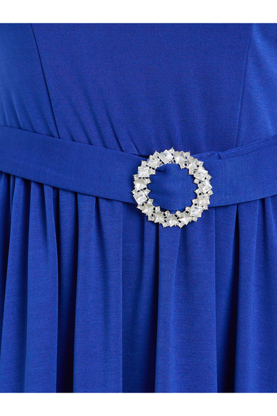 Styli Women Blue A-Line Maxi Dress with Belt