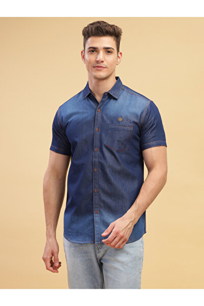 KUONS AVENUE By Styli Men Blue Denim Short Sleeve Shirt