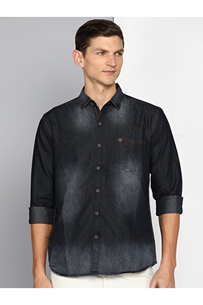 KUONS AVENUE By Styli Men Black Faded Denim Shirt