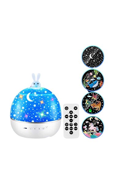 OEM Lampa de veghe rotatie 360 cu proiectii melodii si bluetooth iepuras